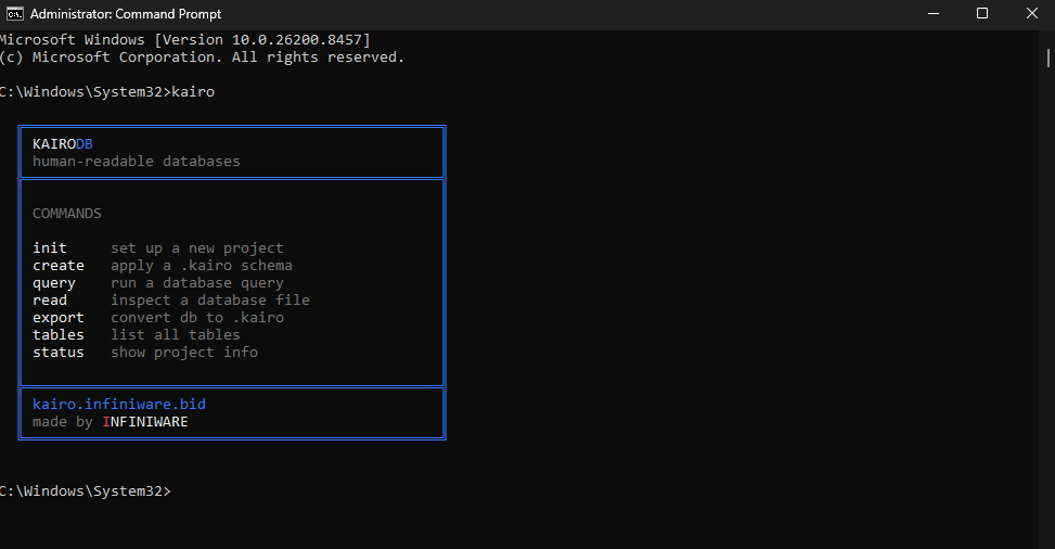 KairoDB running in Windows Command Prompt